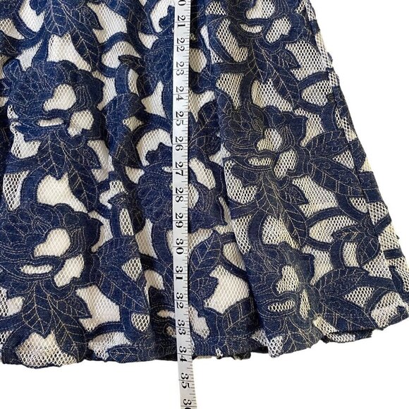 Maison Jules Fit & Flare Dress Cotton Lining With Mesh/Floral Applique Overlay M - Picture 8 of 9